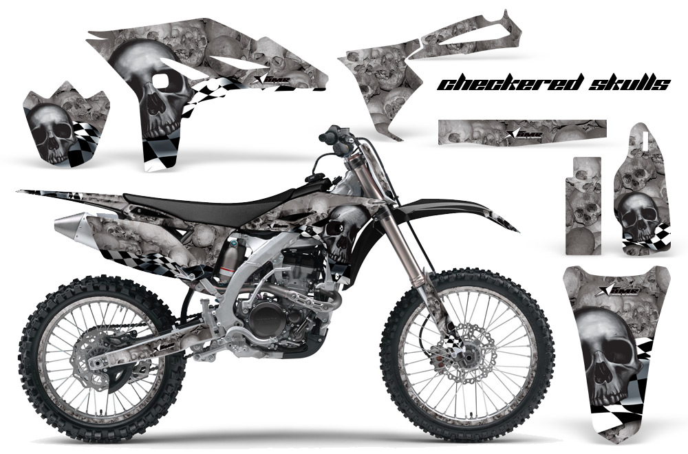 Yamaha YZ250F 2010 Graphics Kit CHECKERED SKULLS-BLACK-NP